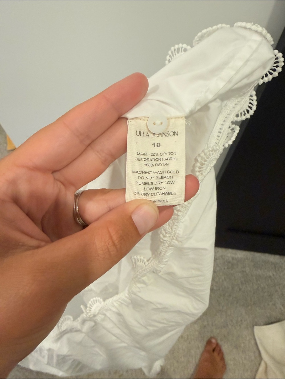 Ulla Johnson Cream Tie-Neck Puff Sleeve Blouse - Picture 4 of 6